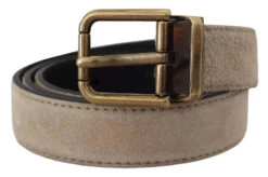 Dolce & Gabbana Beige Velvet Leather Gold Tone Metal Buckle Men's Belt (Pre-Owned) -Lux Lair Store 4589699