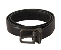 Dolce & Gabbana Black Calf Leather Antique Buckle Men Men's Belt (Pre-Owned) -Lux Lair Store 4589734