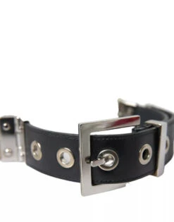 Dolce & Gabbana Black Leather Beige Strap Silver Metal Buckle Men's Belt (Pre-Owned) -Lux Lair Store 4589757