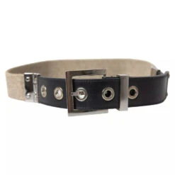 Dolce & Gabbana Black Leather Beige Strap Silver Metal Buckle Men's Belt (Pre-Owned) -Lux Lair Store 4589758