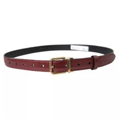 Dolce & Gabbana Maroon Leather Gold Metal Buckle Men Men's Belt (Pre-Owned) -Lux Lair Store 4594356