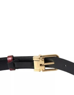 Dolce & Gabbana Maroon Leather Gold Metal Buckle Men Men's Belt (Pre-Owned) -Lux Lair Store 4594357