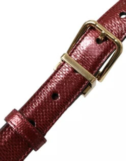 Dolce & Gabbana Maroon Leather Gold Metal Buckle Men Men's Belt (Pre-Owned) -Lux Lair Store 4594358