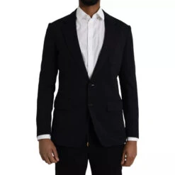 Dolce & Gabbana Blue Wool Notch Single Breasted Coat Men's Blazer