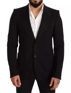 Dolce & Gabbana Black Wool Slim Fit Coat Jacket Men's Blazer