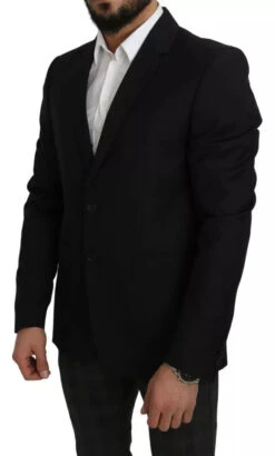 Dolce & Gabbana Black Wool Slim Fit Notch Jacket Men's Blazer -Lux Lair Store 4594536