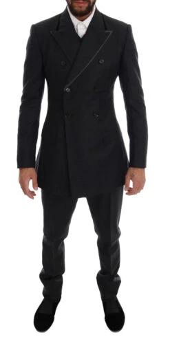 Dolce & Gabbana Gray Wool Double Breasted 3 Piece Men's Suit