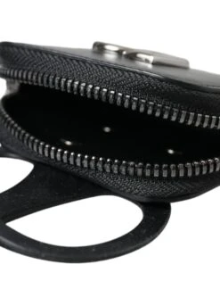 Dolce & Gabbana Black Calfskin Leather DG Logo Coin Purse Lanyard Men's Wallet -Lux Lair Store 4609269