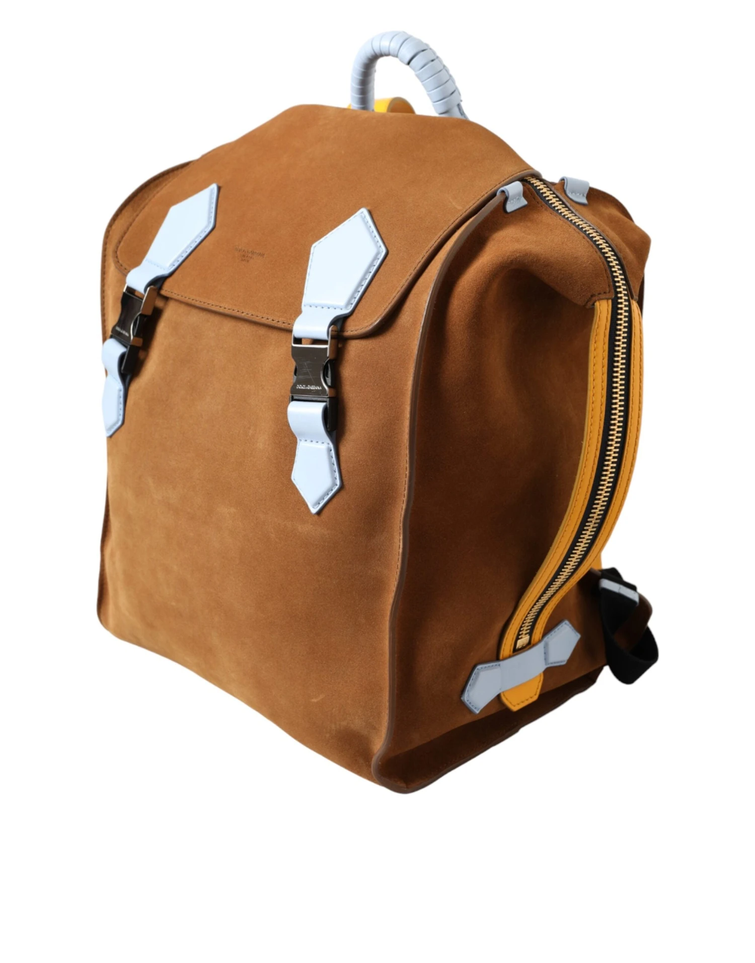 Dolce & Gabbana Brown Yellow Suede Leather Logo Backpack Men's Bag (Pre-Owned) 4 Dolce & Gabbana Brown Yellow Suede Leather Logo Backpack Men's Bag (Pre-Owned) - Image 2