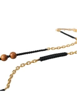Dolce & Gabbana Black Gold Wooden Beaded Logo Men's Pendant 9 Dolce & Gabbana Black Gold Wooden Beaded Logo Men's Pendant -Lux Lair Store 4610580