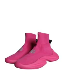 Dolce & Gabbana Pink Logo Print Slip On Socks Sneakers Men's Shoes -Lux Lair Store 4622460