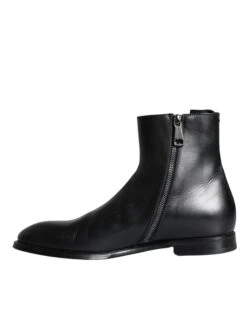 Dolce & Gabbana Black Calf Leather Men Ankle Boots Men Men's Shoes -Lux Lair Store 4622984