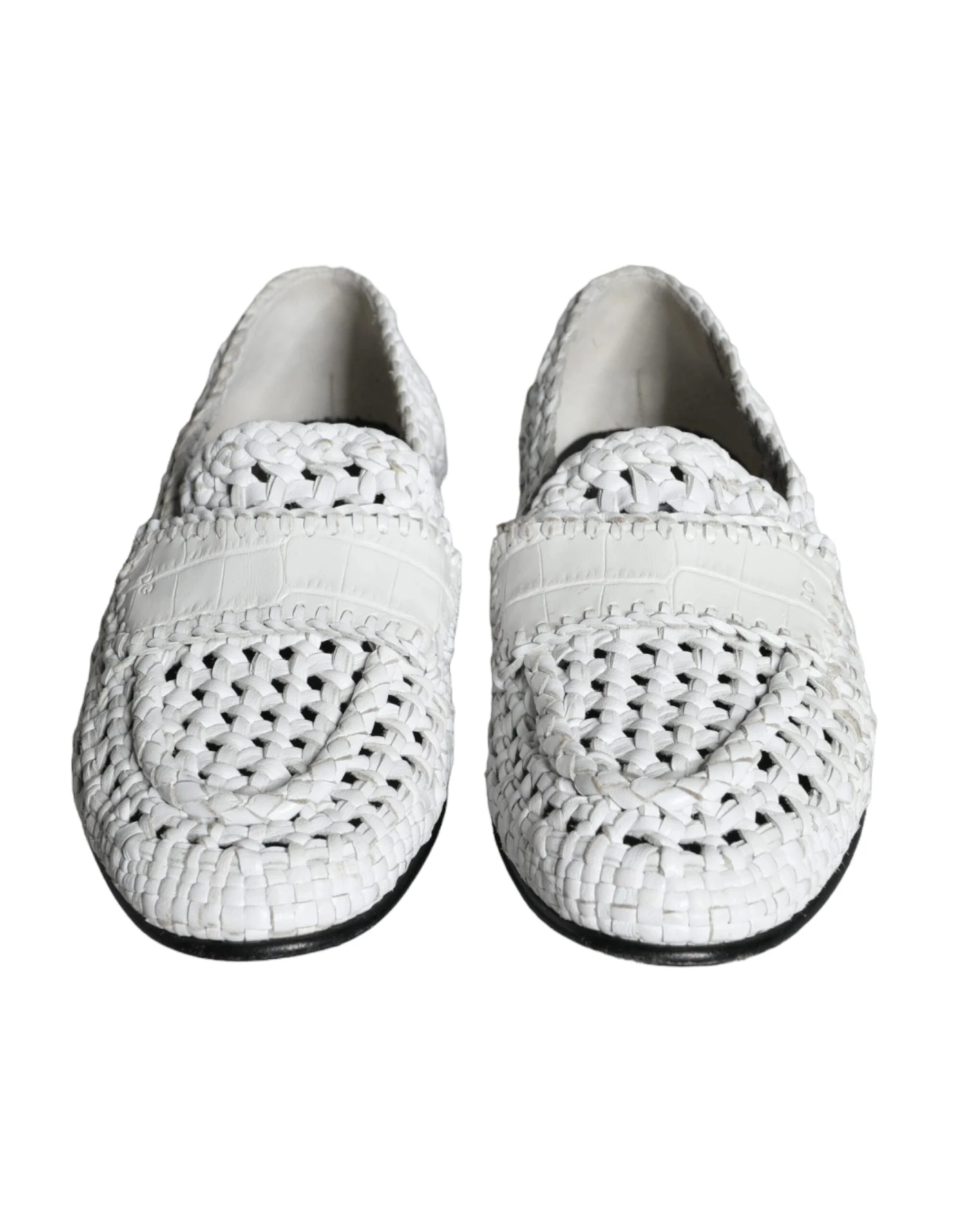 Dolce & Gabbana White Woven Leather Slip On Loafers Men Men's Shoes (Pre-Owned) 4 Dolce & Gabbana White Woven Leather Slip On Loafers Men Men's Shoes (Pre-Owned) - Image 2