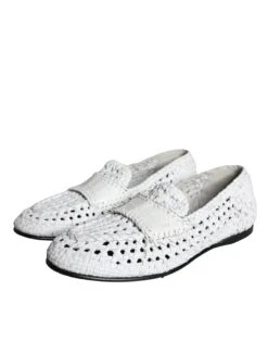 Dolce & Gabbana White Woven Leather Slip On Loafers Men Men's Shoes (Pre-Owned) 9 Dolce & Gabbana White Woven Leather Slip On Loafers Men Men's Shoes (Pre-Owned) -Lux Lair Store 4623031