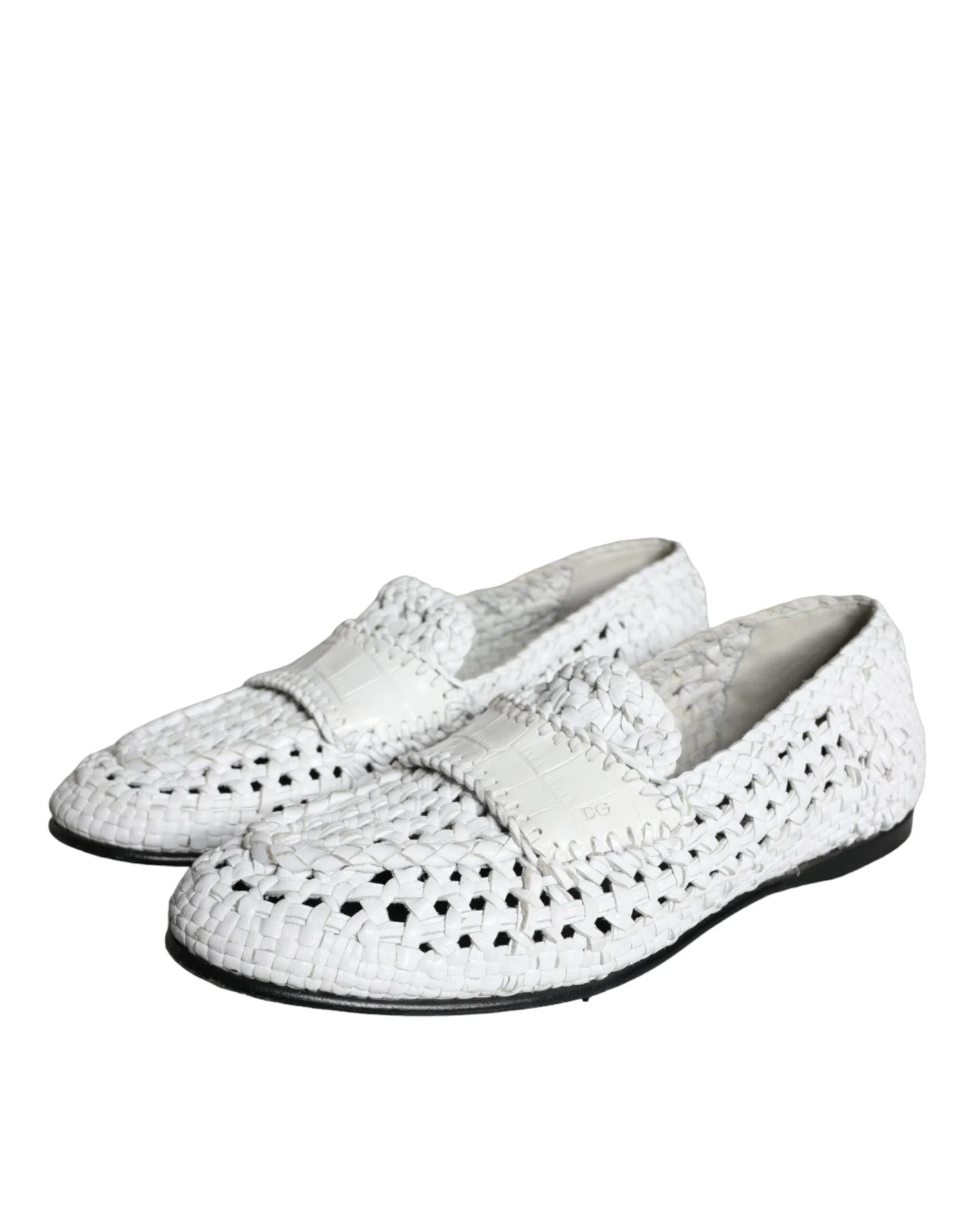 Dolce & Gabbana White Woven Leather Slip On Loafers Men Men's Shoes (Pre-Owned) 5 Dolce & Gabbana White Woven Leather Slip On Loafers Men Men's Shoes (Pre-Owned) - Image 3