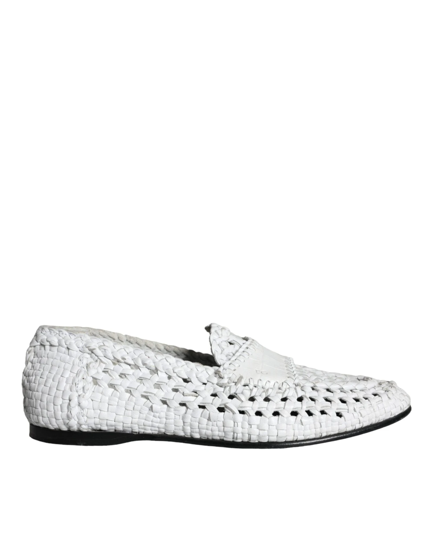 Dolce & Gabbana White Woven Leather Slip On Loafers Men Men's Shoes (Pre-Owned) 3 Dolce & Gabbana White Woven Leather Slip On Loafers Men Men's Shoes (Pre-Owned)