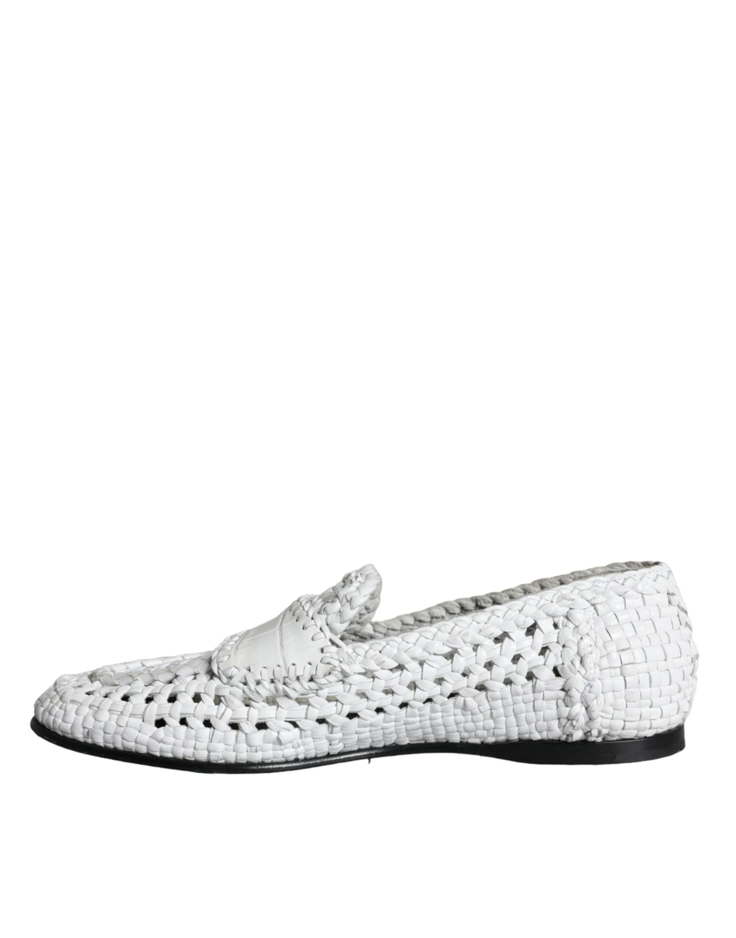 Dolce & Gabbana White Woven Leather Slip On Loafers Men Men's Shoes (Pre-Owned) 7 Dolce & Gabbana White Woven Leather Slip On Loafers Men Men's Shoes (Pre-Owned) - Image 5