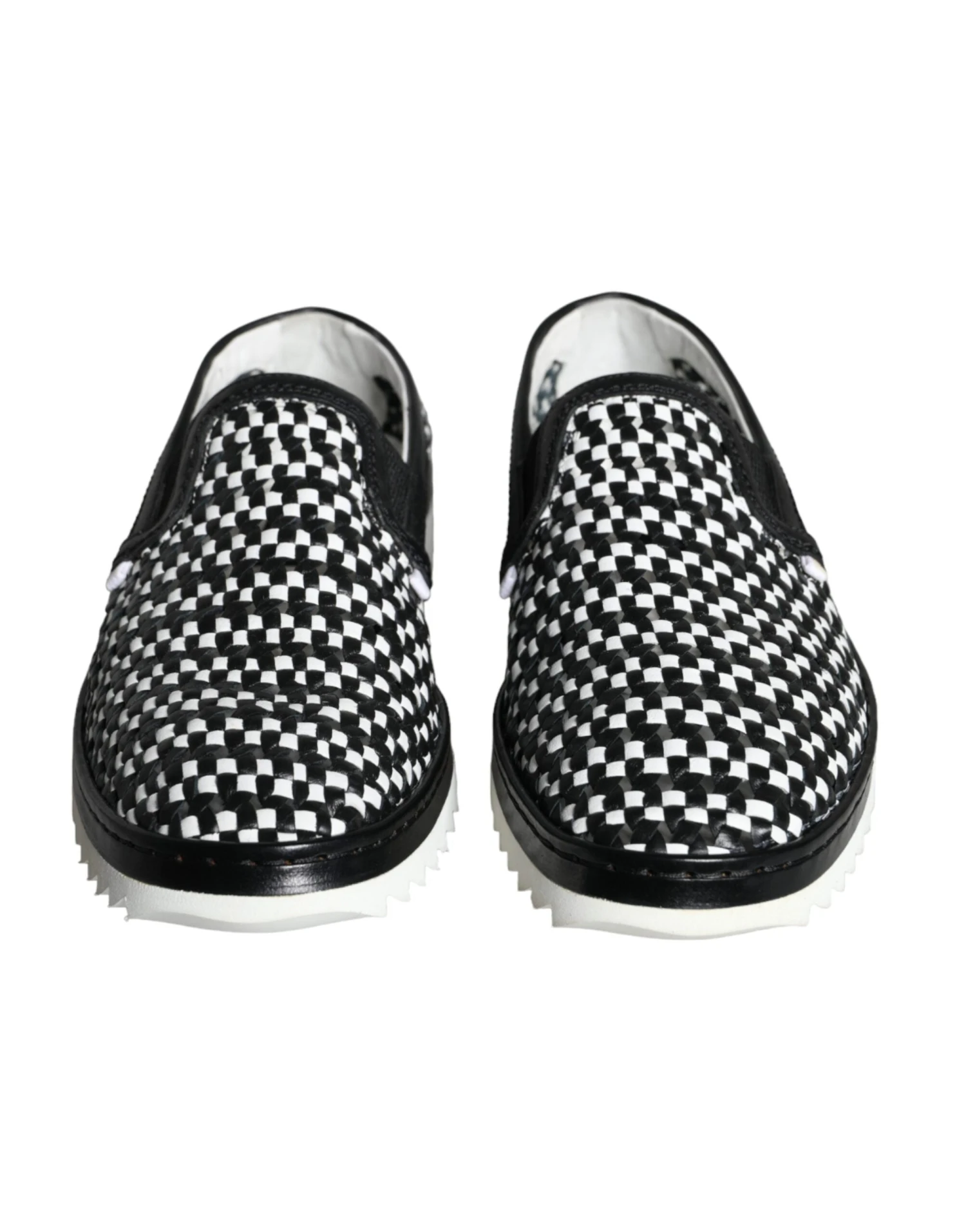 Dolce & Gabbana Black White Weaved Slip On Men Loafers Men's Shoes 4 Dolce & Gabbana Black White Weaved Slip On Men Loafers Men's Shoes - Image 2