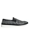 Dolce & Gabbana Black White Weaved Slip On Men Loafers Men's Shoes