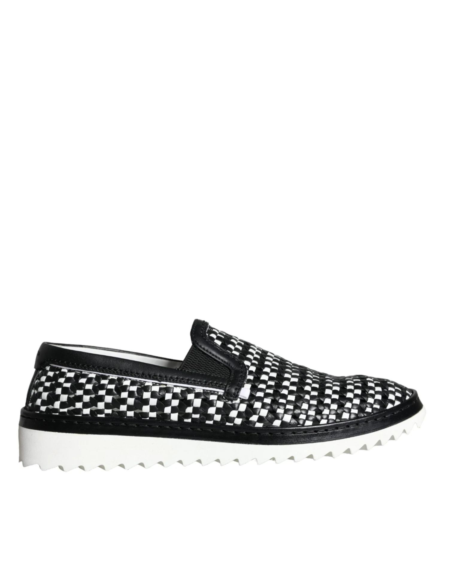 Dolce & Gabbana Black White Weaved Slip On Men Loafers Men's Shoes 3 Dolce & Gabbana Black White Weaved Slip On Men Loafers Men's Shoes
