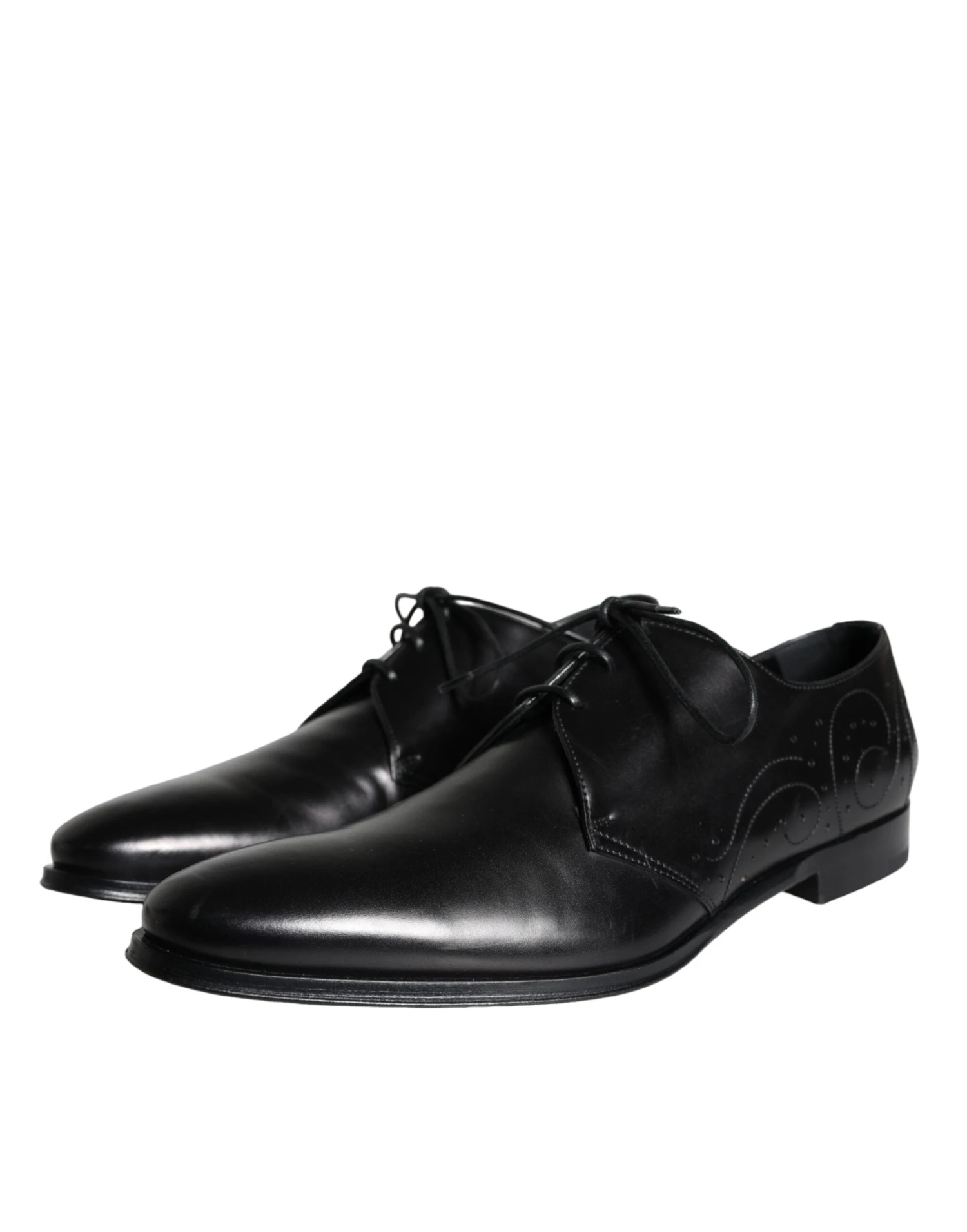 Dolce & Gabbana Black Calfskin Leather Derby Men Dress Men's Shoes 5 Dolce & Gabbana Black Calfskin Leather Derby Men Dress Men's Shoes - Image 3