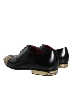 Dolce & Gabbana Black Leather RUNWAY POSITANO Crystal Derby Men Men's Shoes (Pre-Owned) -Lux Lair Store 4624111