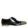 Dolce & Gabbana Black Leather RUNWAY POSITANO Crystal Derby Men Men's Shoes (Pre-Owned) -Lux Lair Store 4624112