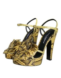 Dolce & Gabbana Yellow Exotic Leather Ankle Strap Heels Sandals Women's Shoes -Lux Lair Store 4625326
