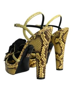 Dolce & Gabbana Yellow Exotic Leather Ankle Strap Heels Sandals Women's Shoes -Lux Lair Store 4625327