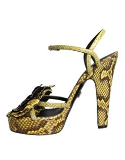Dolce & Gabbana Yellow Exotic Leather Ankle Strap Heels Sandals Women's Shoes -Lux Lair Store 4625329