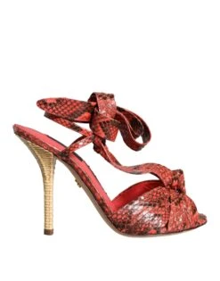 Dolce & Gabbana Coral Exotic Leather Heels Sandals Women's Shoes