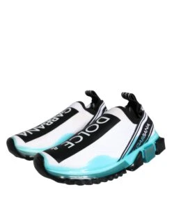 Dolce & Gabbana White Blue Slip On Sorrento Sneakers Women's Shoes (Pre-Owned) -Lux Lair Store 4625608