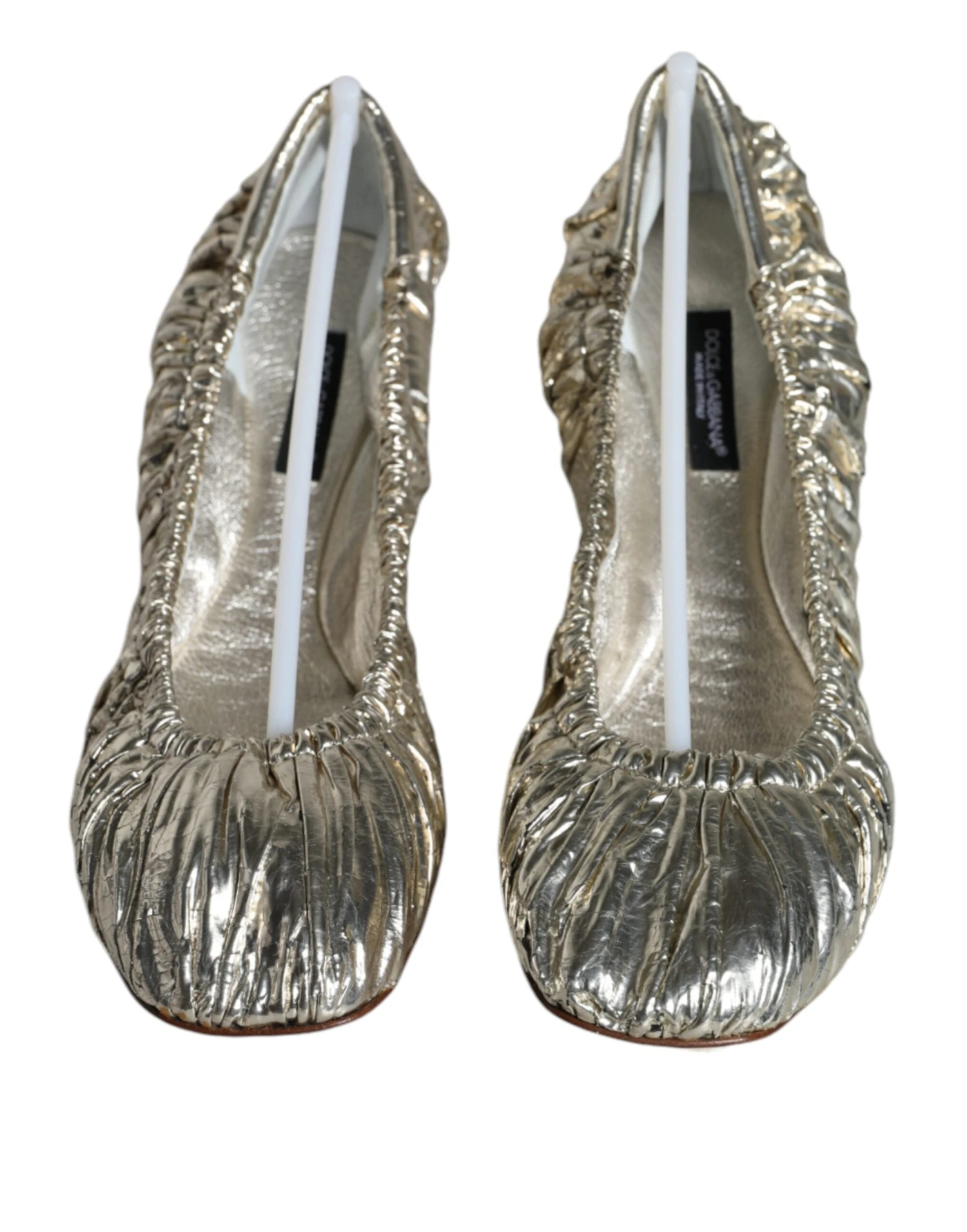 Dolce & Gabbana Silver Patent Leather Scrunch Ballet Flats Women's Shoes (Pre-Owned) 4 Dolce & Gabbana Silver Patent Leather Scrunch Ballet Flats Women's Shoes (Pre-Owned) - Image 2