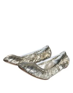 Dolce & Gabbana Silver Patent Leather Scrunch Ballet Flats Women's Shoes (Pre-Owned) 10 Dolce & Gabbana Silver Patent Leather Scrunch Ballet Flats Women's Shoes (Pre-Owned) -Lux Lair Store 4629310