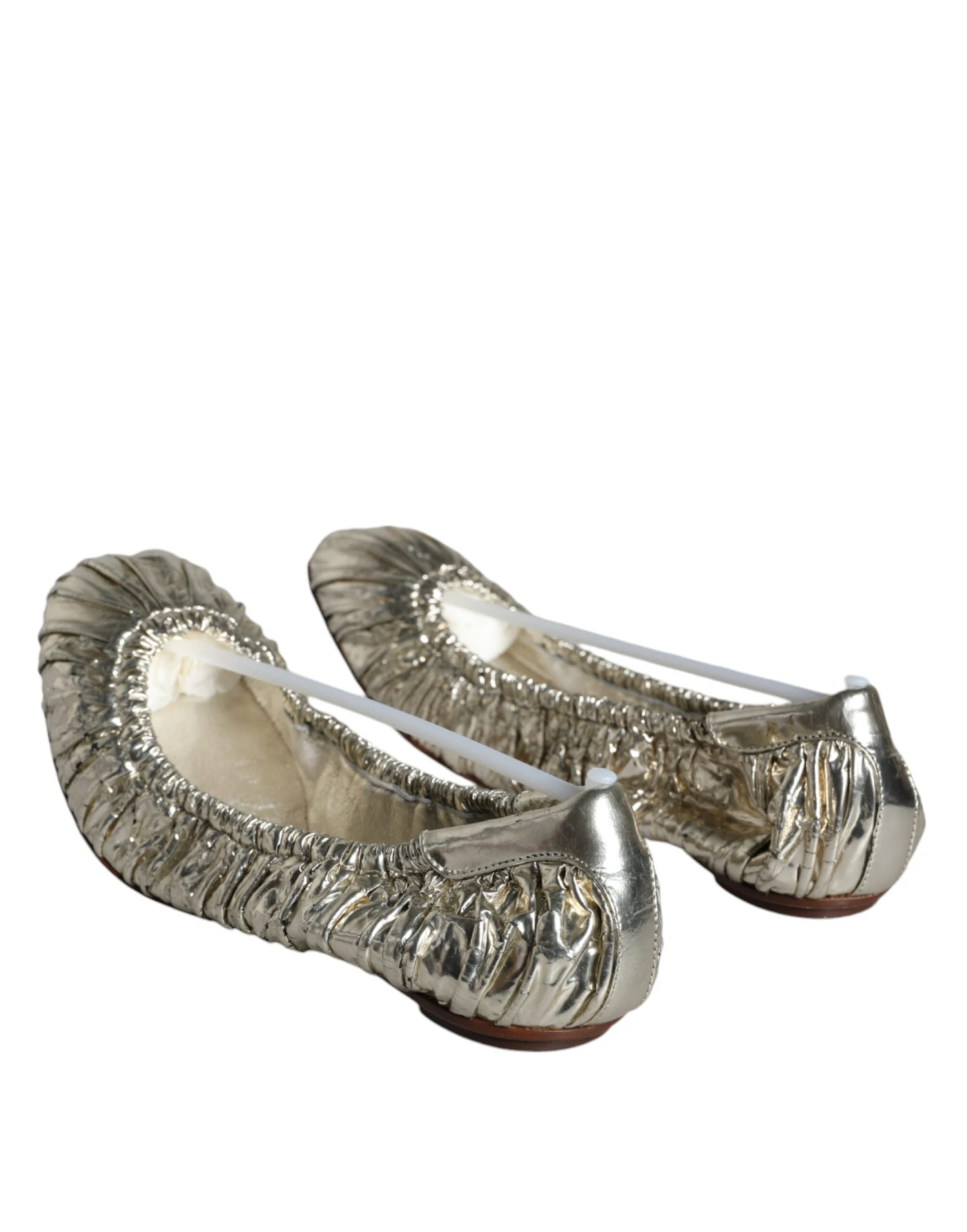 Dolce & Gabbana Silver Patent Leather Scrunch Ballet Flats Women's Shoes (Pre-Owned) 6 Dolce & Gabbana Silver Patent Leather Scrunch Ballet Flats Women's Shoes (Pre-Owned) - Image 4