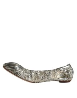 Dolce & Gabbana Silver Patent Leather Scrunch Ballet Flats Women's Shoes (Pre-Owned) 12 Dolce & Gabbana Silver Patent Leather Scrunch Ballet Flats Women's Shoes (Pre-Owned) -Lux Lair Store 4629313