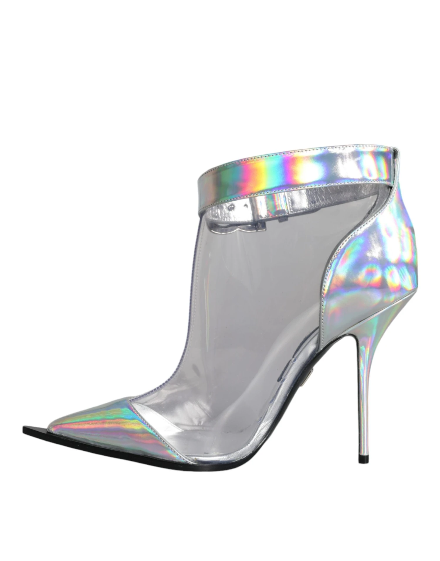 Dolce & Gabbana Silver Iridescent PVC Pointed Short Boots Women's Shoes 6 Dolce & Gabbana Silver Iridescent PVC Pointed Short Boots Women's Shoes - Image 4