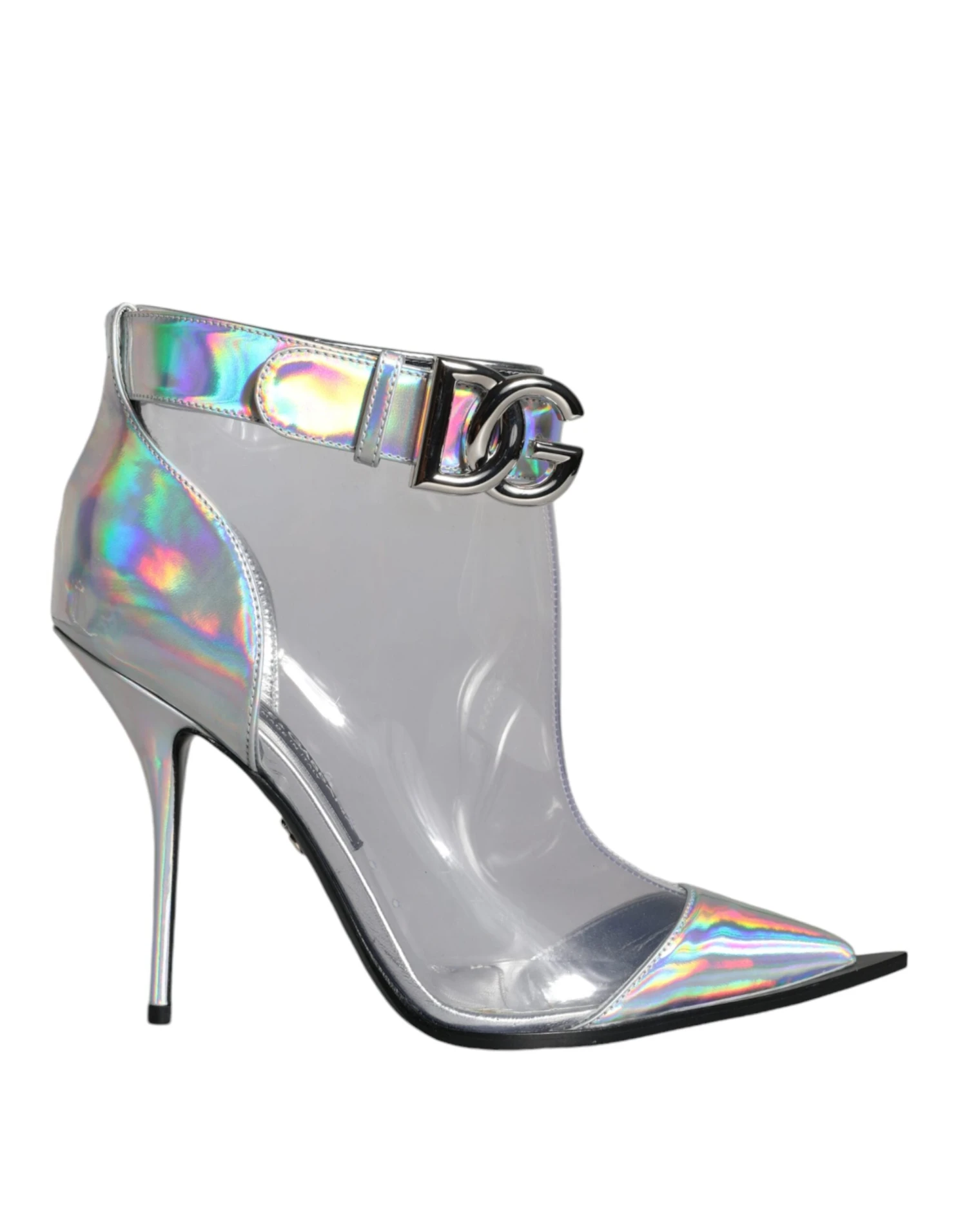 Dolce & Gabbana Silver Iridescent PVC Pointed Short Boots Women's Shoes 3 Dolce & Gabbana Silver Iridescent PVC Pointed Short Boots Women's Shoes