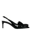 Dolce & Gabbana Black Patent Leather Heels Slingback Women's Shoes -Lux Lair Store 4630379