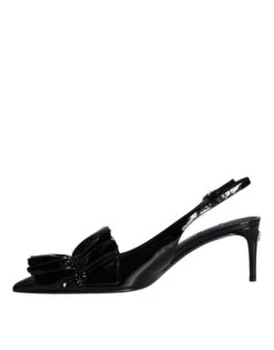 Dolce & Gabbana Black Patent Leather Heels Slingback Women's Shoes -Lux Lair Store 4630380