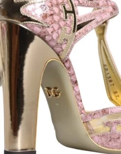 Dolce & Gabbana Pink Gold Leather Pumps T-strap Sandals Women's Shoes 13 Dolce & Gabbana Pink Gold Leather Pumps T-strap Sandals Women's Shoes -Lux Lair Store 4632542