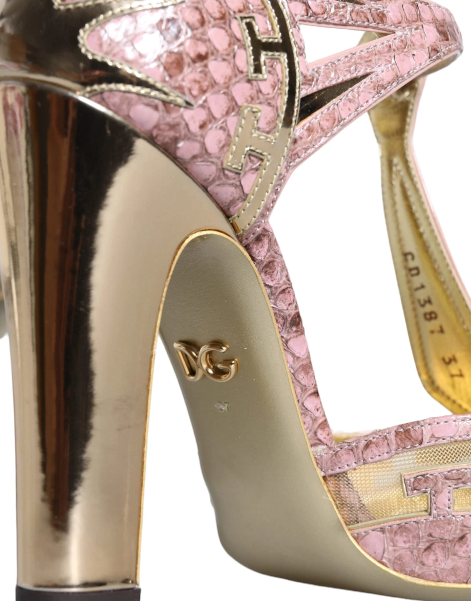 Dolce & Gabbana Pink Gold Leather Pumps T-strap Sandals Women's Shoes 8 Dolce & Gabbana Pink Gold Leather Pumps T-strap Sandals Women's Shoes - Image 6