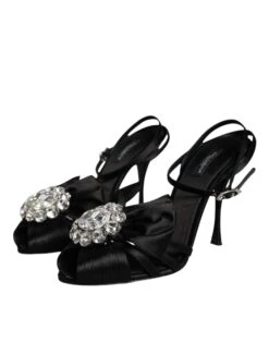 Dolce & Gabbana Black Crystal Ankle Strap Sandals Women's Shoes (Pre-Owned) -Lux Lair Store 4633032