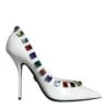 Dolce & Gabbana White Crystals Leather High Heels Pumps Women's Shoes -Lux Lair Store 4633196