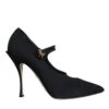 Dolce & Gabbana Black Mary Jane Jersey Crystal Pumps Women's Shoes (Pre-Owned)
