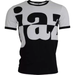 Dolce & Gabbana Black White Jazz Print Cotton Short Sleeves Men's T-shirt