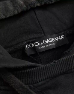Dolce & Gabbana Black Cotton Hooded Short Sleeves Cropped Men's T-shirt -Lux Lair Store 4637136