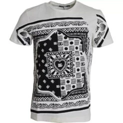 Dolce & Gabbana White Bandana Print Cotton Short Sleeves Men Men's T-shirt