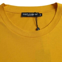 Dolce & Gabbana Dark Yellow Logo Cotton Round Neck Men's T-shirt (Pre-Owned) -Lux Lair Store 4637202