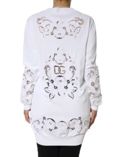 Dolce & Gabbana White Viscose Floral Cut Out Cardigan Women's Sweater (Pre-Owned) -Lux Lair Store 4649513